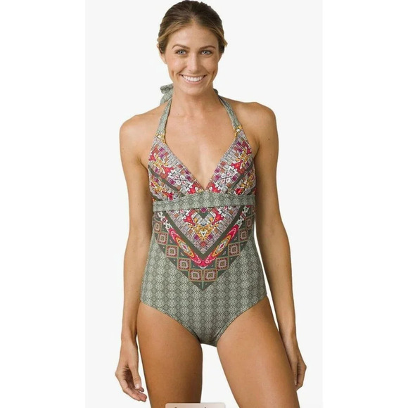 Prana‎ Lahari One Piece Swimsuit Women’s Small Cargo Marrakesh Halter Top - Picture 1 of 7